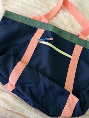 PINK Victoria's Secret Navy Tote with Pink Straps and Green Trim